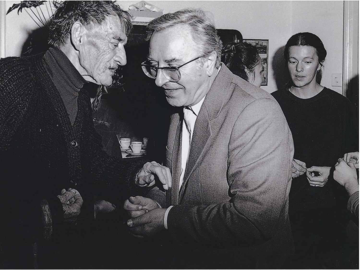Ján Budaj, Dominik Tatarka s Jánom Ch. Korcom. 1989. Archív Jána Budaja